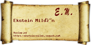 Ekstein Milán névjegykártya